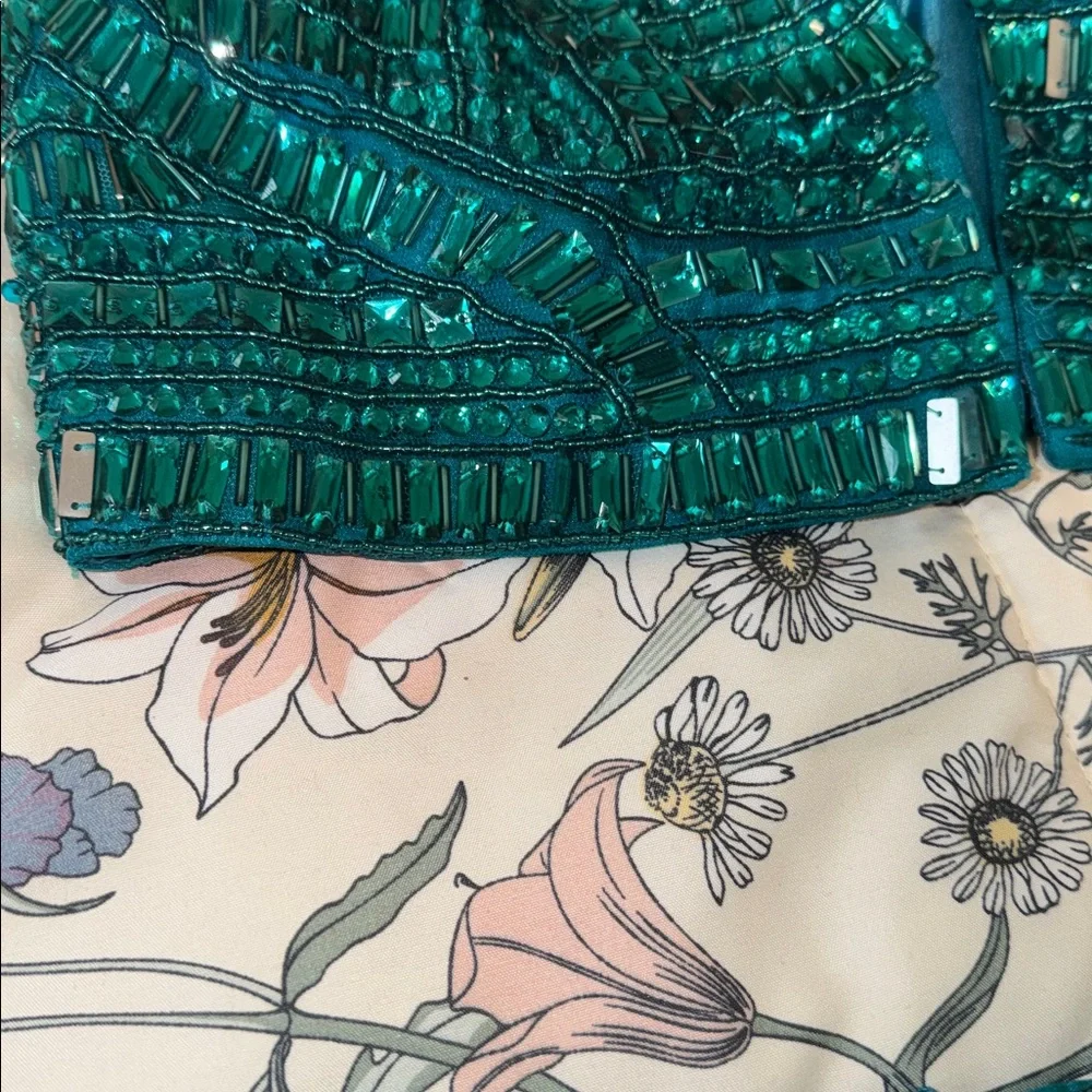 Sherri Hill 2piece teal formal dress w/ beaded top (read description for flaws!) - Picture 6 of 16